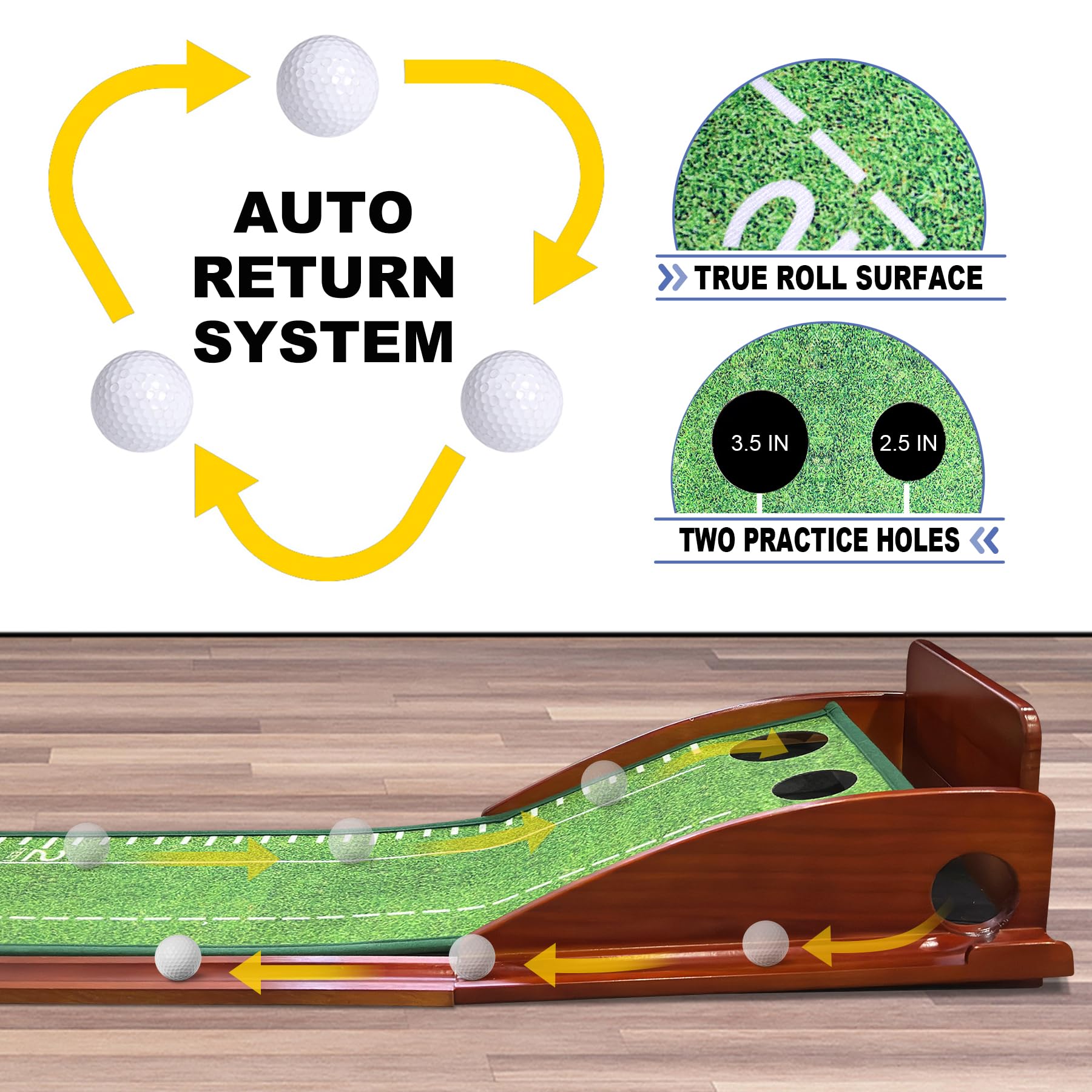 Loowoko Indoor Putting Green with Ball Return, Golf Practice